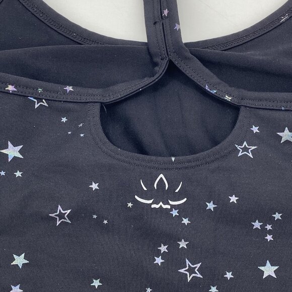 BEYOND YOGA Size Small Black Slim Racerback Cropped Tank Foil Silver Stars - Picture 10 of 12